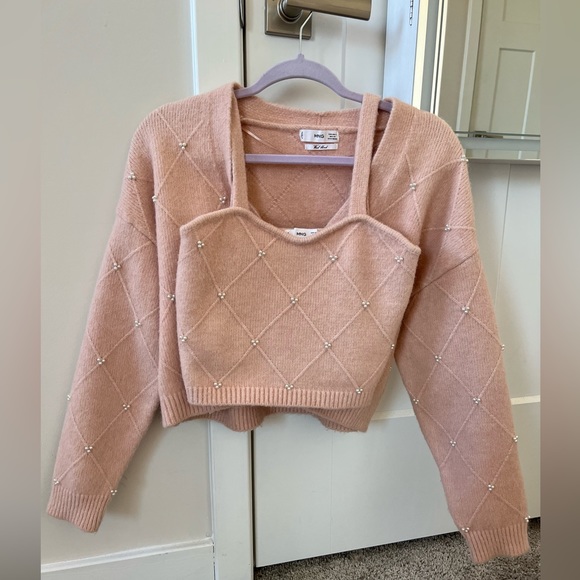 Mango Sweaters - 2 Piece Cardigan & Knit Top ❤️ - Wool Blend - Small